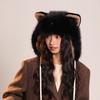 Fox Ear Plush Hat Autumn and Winter New Style Plush Velvet Thickened Warm Lei Feng Hat Head Cover Face Small Ear Protection Hat Trendy
