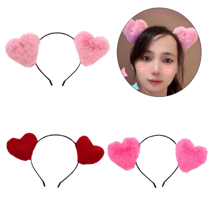 Love Heart Headband Plush Hairband Female Hairhoop Festival Gathering Headpiece Valentine Love Hairband Hair Decors