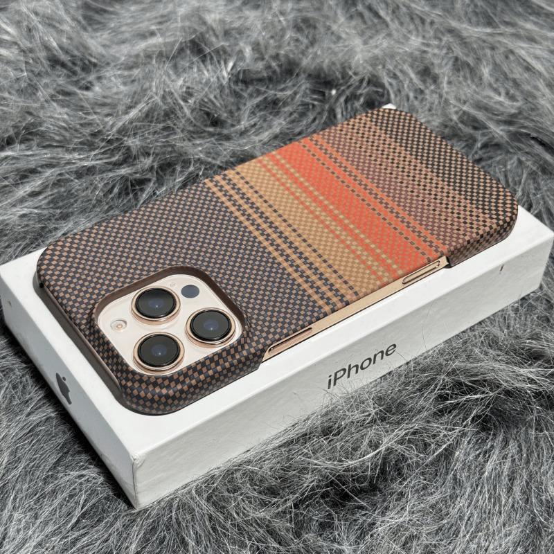 Applicable To IPhone16promax Starry Space Lattice Carbon Fiber Magnetic Phone Case Apple 15 Half Pack Protective Case 14