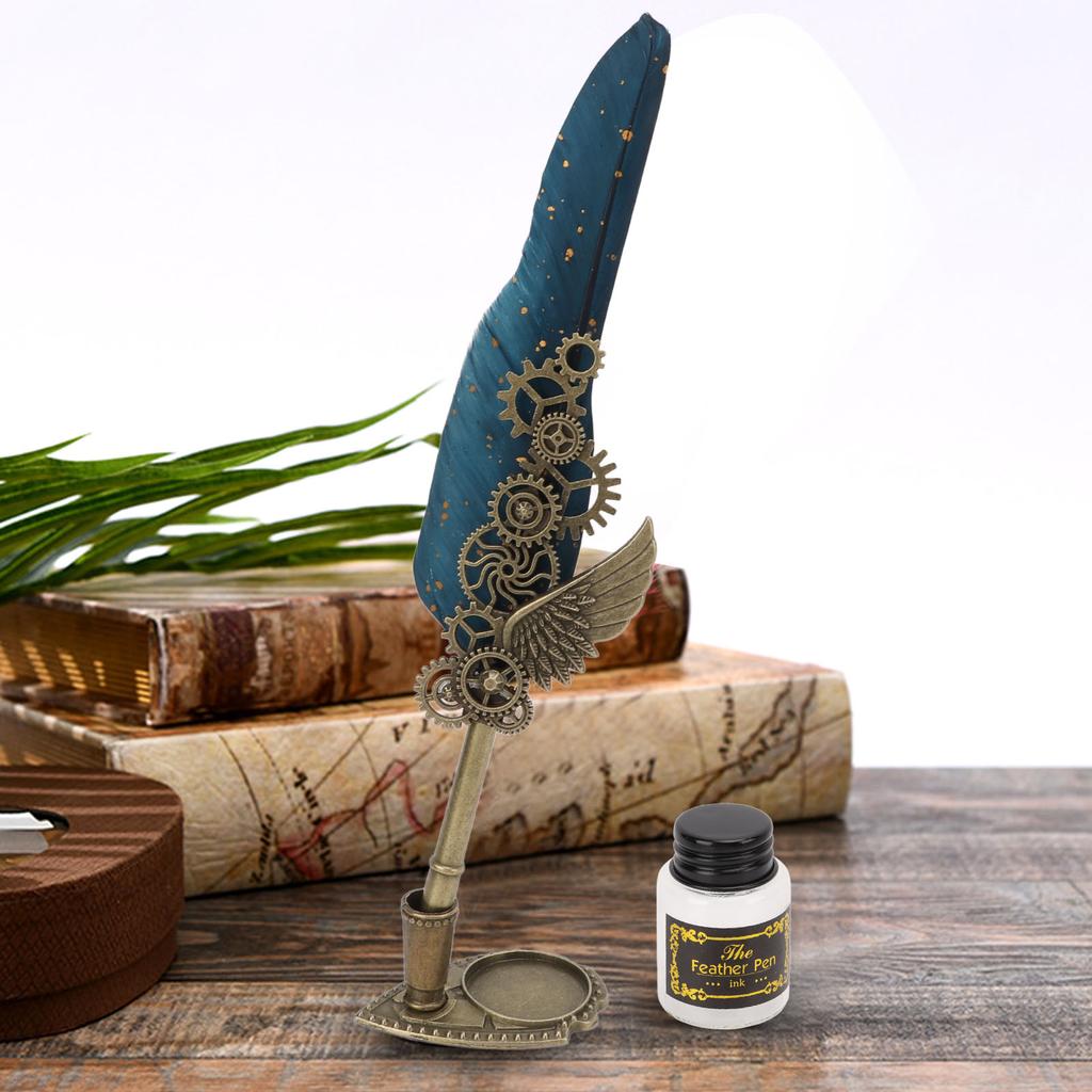 Quill Pen and Ink Set Vintage   Glossy Writting Stainless Steel Nib Wear Resistant   Delicate Texture Quill Pen