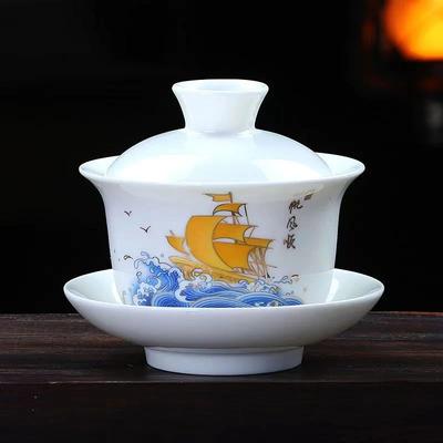 200ml Hand Painted White Porcelain  Tea Tureen Cup,cover Bowl Tea Set Gaiwan Tea Porcelain Pot Set Travel Beautiful Kettle