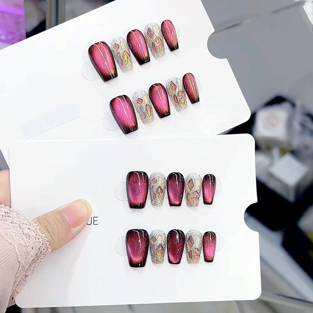 Pure Hand-made Phototherapy Wearable Nail Tablets Chameleon Wearable Nails Finished Products Reused Nail Art