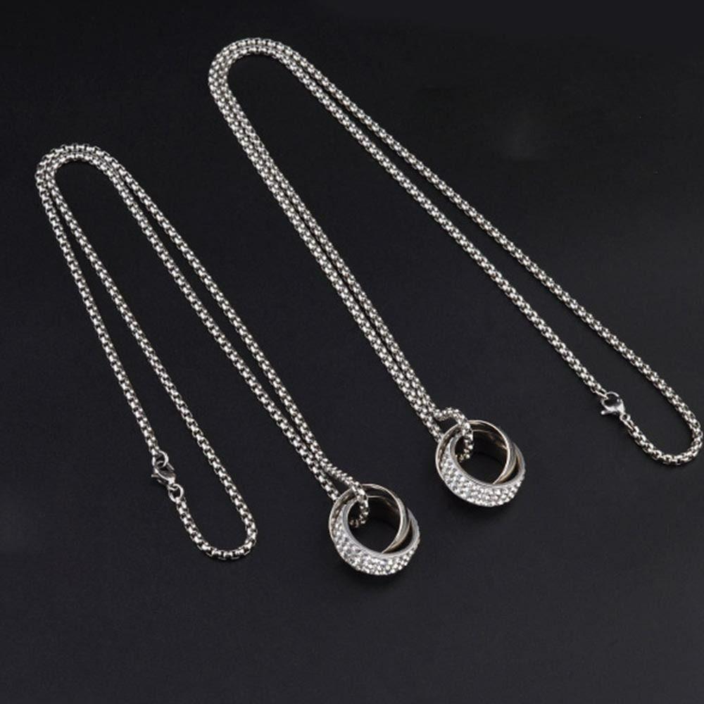 

Bone Chain Men Sweater Chain Jewelry Accessories Double Ring Pendant Necklace Korean Style Choker