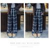 150cm Christmas Plaid Wide-Leg Pants for Petite Women - Autumn & Winter Casual Versatile Outfit