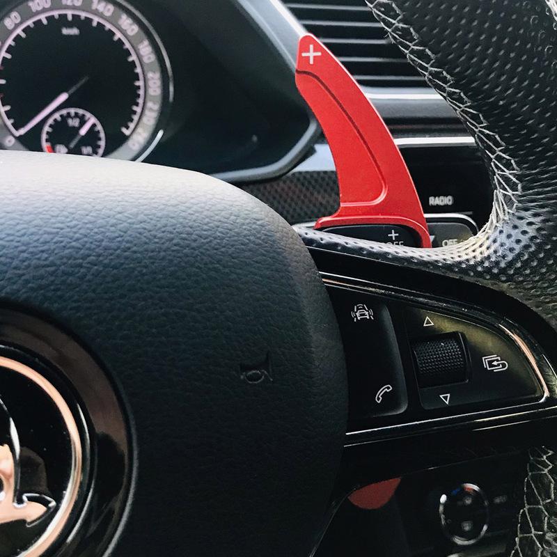 Car Paddle For Skoda Octavia VRS MK3 Fabia RS Superb Scout 2013- Steering Wheel Extender Shifters Gear Paddles DSG Stickers