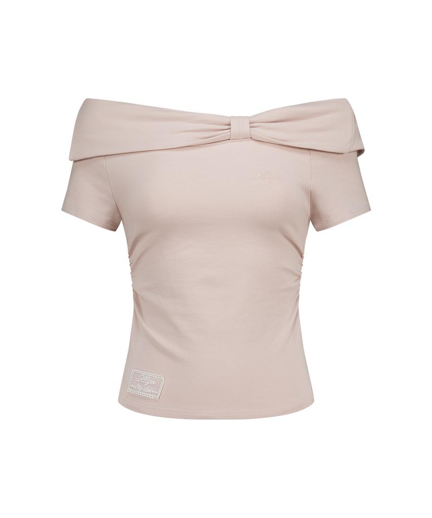 ILLIGO Bow Off-Shoulder Tee Pink