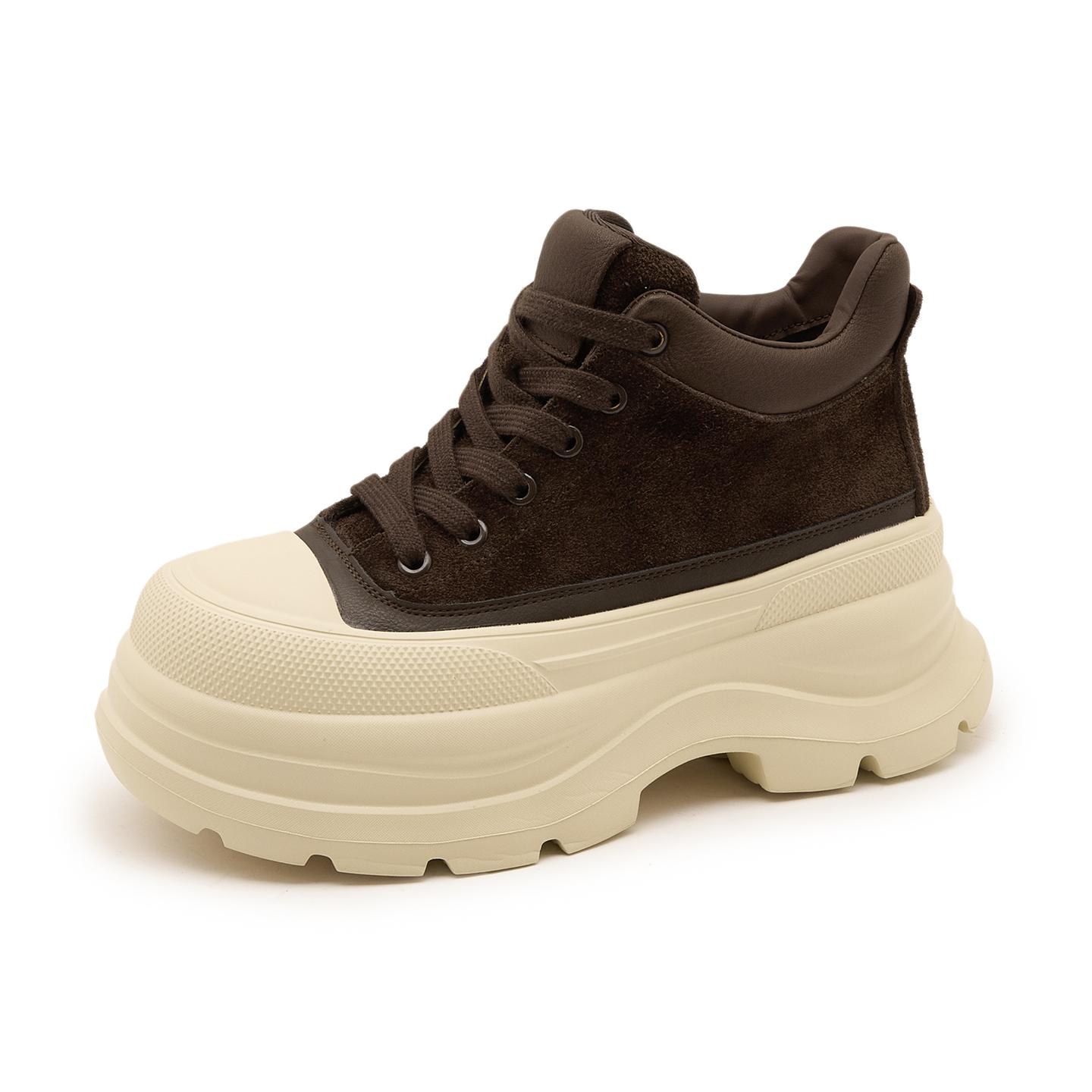 

Autumn and winter new leather thick-soled heightened legs long high-top women s shoes look good with skirts versatile casual shoes 40