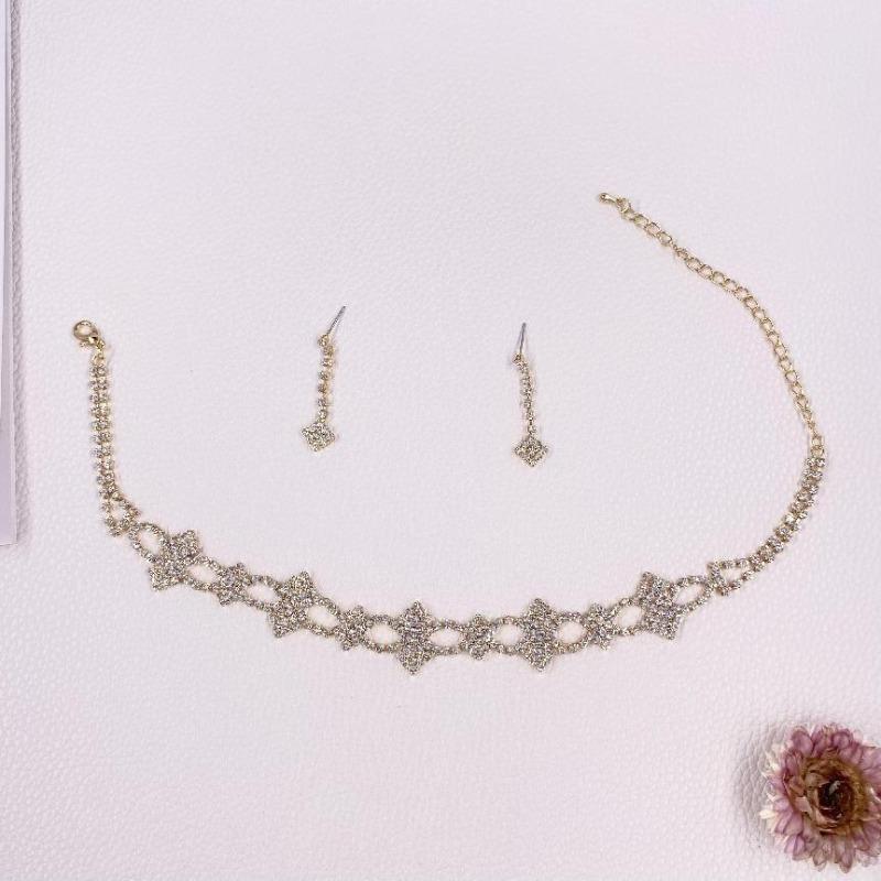 Meier Rhinestone necklace and earring set - diamond-encrusted accessories for evening gowns
