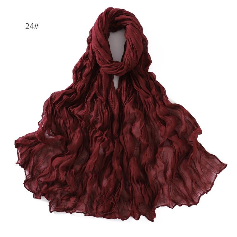 85 * 180cm Wrinkled Cotton And Line Designer Scarf Head Hijab Wrap Women Shawls Femme Lady Headband Muslim Hijabs Ramadan