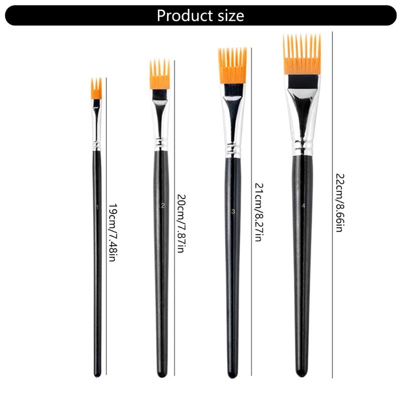4Pcs Artist Art Brush Multipurpose Flat Tip Watercolor Brush For Chinese Inks Wash Painting Detailing Blending Work