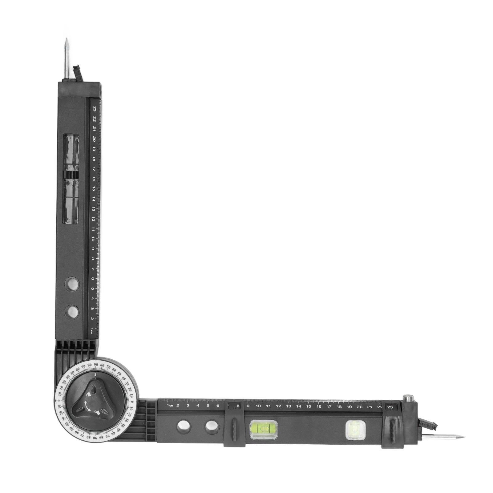 

Miter Saw Protractor Metal Angle Measurement Finder Gauge Cutting Guide Tool with Bubble Level Black