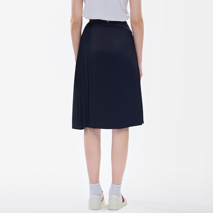 Fila Solid Color Woven Pleated Midi Skirt Women Skirts Legendary-Blue F11W221304FNV