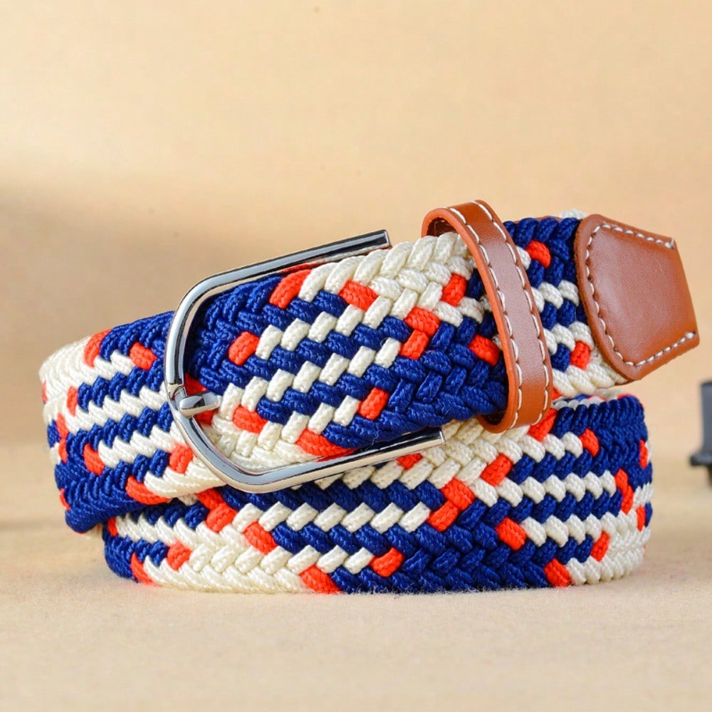 Ladies Belt, Men's Elastic Belt, Casual Elastic Knitted Pin Buckle Belt
