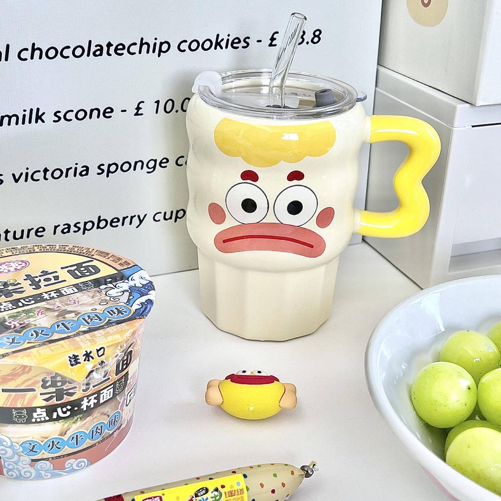 High Looking Clown Straw Cup Couple Ceramic Mug for Birthday Gifts for Boys and Girls Best Friend Souvenir Gift Box