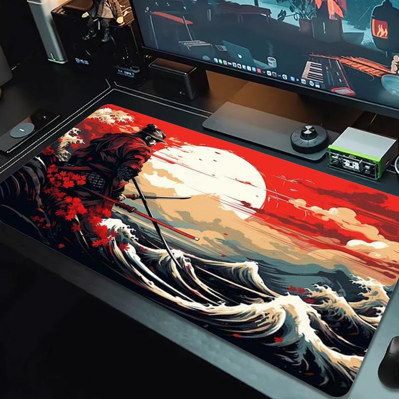 Japanese Samurai Color Mouse Pad Large Gaming Table Cushion Non-slip Laptop Tablet Big Mousepad XXL Mat Mini PC Playmat With Lock edge