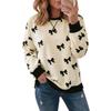 Women's Casual Long Sleeve Round Neck Sweatshirt with Leopard Polka Dot Print