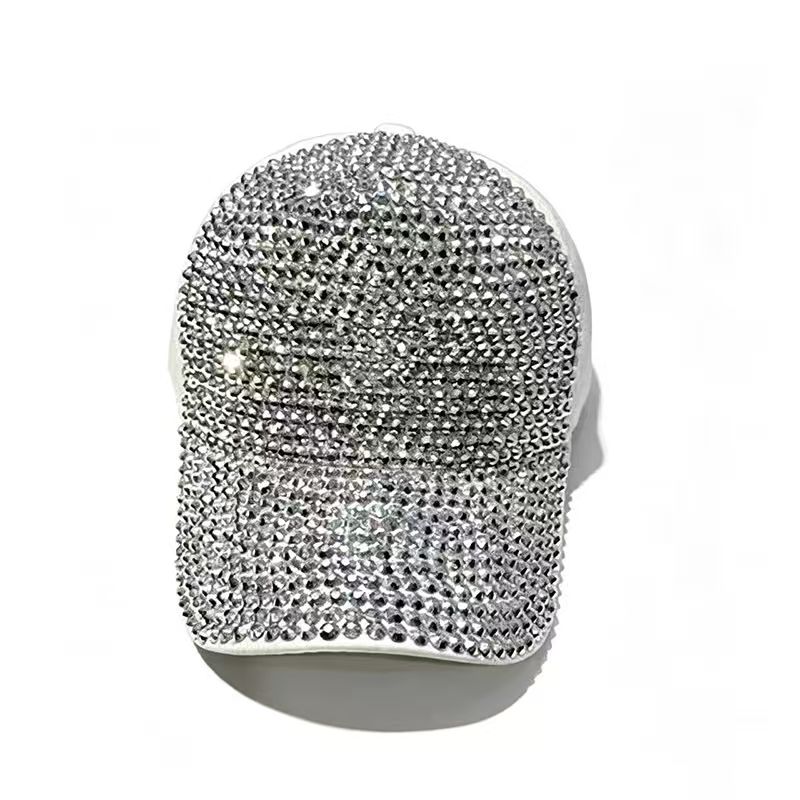 Adjustable Rhinestone Baseball Cap, Bling Sparkling Glitter Sun Hat for Women, Casual Outdoor Party Cap