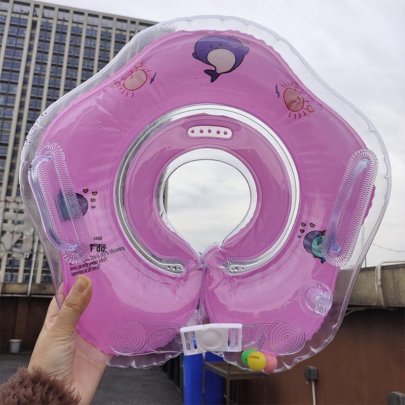 Adjustable Inflatable Baby Neck Swim Ring for Newborns with Double Airbag