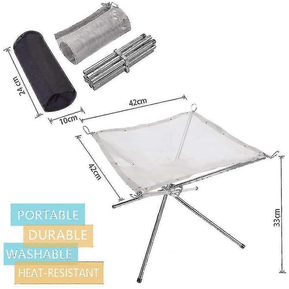 Portable Folding Campfire Stand, Stainless, Suitable For Outdoor Camping Barbecue