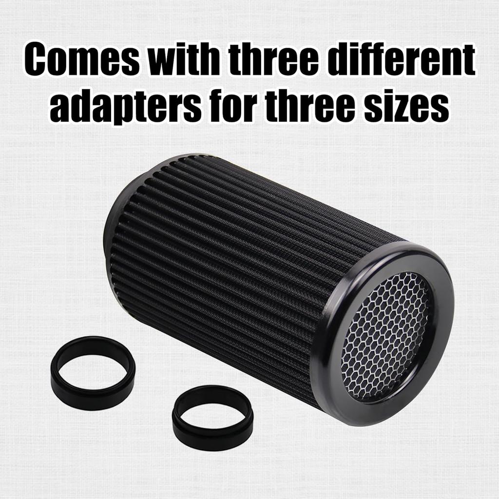 RYANSTAR Universal Clamp-On Air Filter Three Different Size 3In 3.5In 4 In High Flow Round Tapered Cone Closed-Top Cool Air Filter Cleaner Fit Compat
