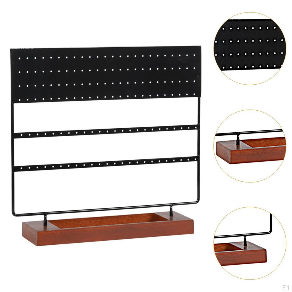 Earring Holder, Jewelry Organizer, Simple Countertop Wood Base Stable Display Stand Storage