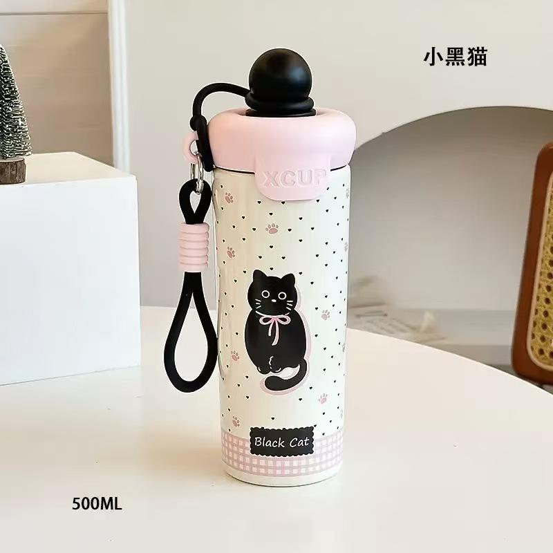 High-Quality 316 Stainless Steel Insulated Water Bottle with Float Ball, Large Capacity Straw Cup for Students and Couples Gift
