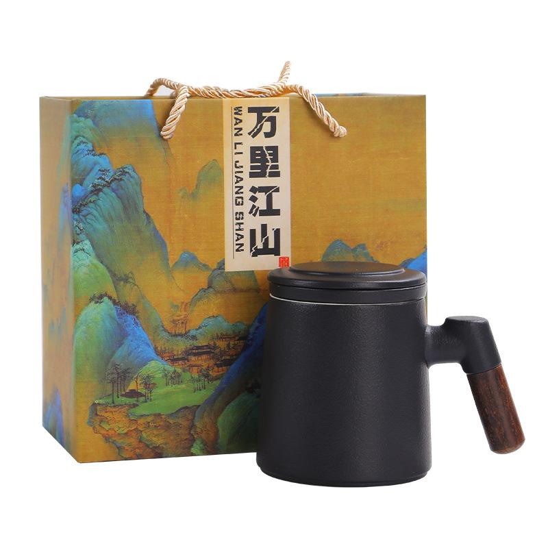 

Ceramic tea cup tea separation mug filter water cup men s office cup gift set engraved