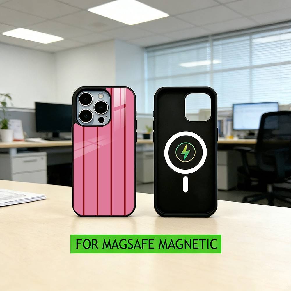 

B-Burgundy White Stripe P-pattern Phone Case For iPhone17,16,15,14,13,12,11 Plus,Pro Magnetic with Magsafe Wireless Charging iPhone17Air