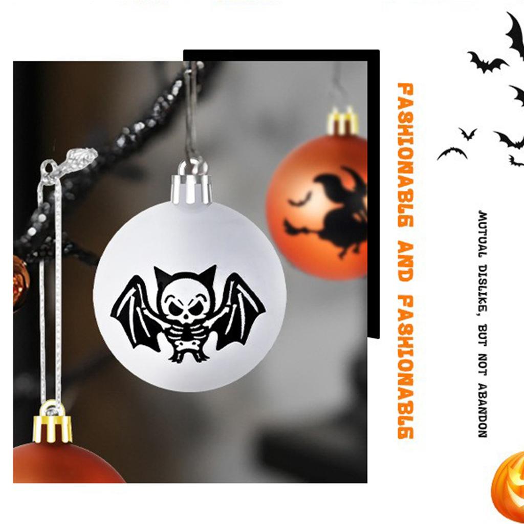 Dark Skeleton Ball Set 6cm Halloween Party Tree Hanging Porch Decoration Painted Plated Ball Hanging,halloween Indoor Decor,halloween Decorations,
