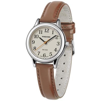 Ladies Analog Wristwatch Small Dial Leather Band Daily Waterproof