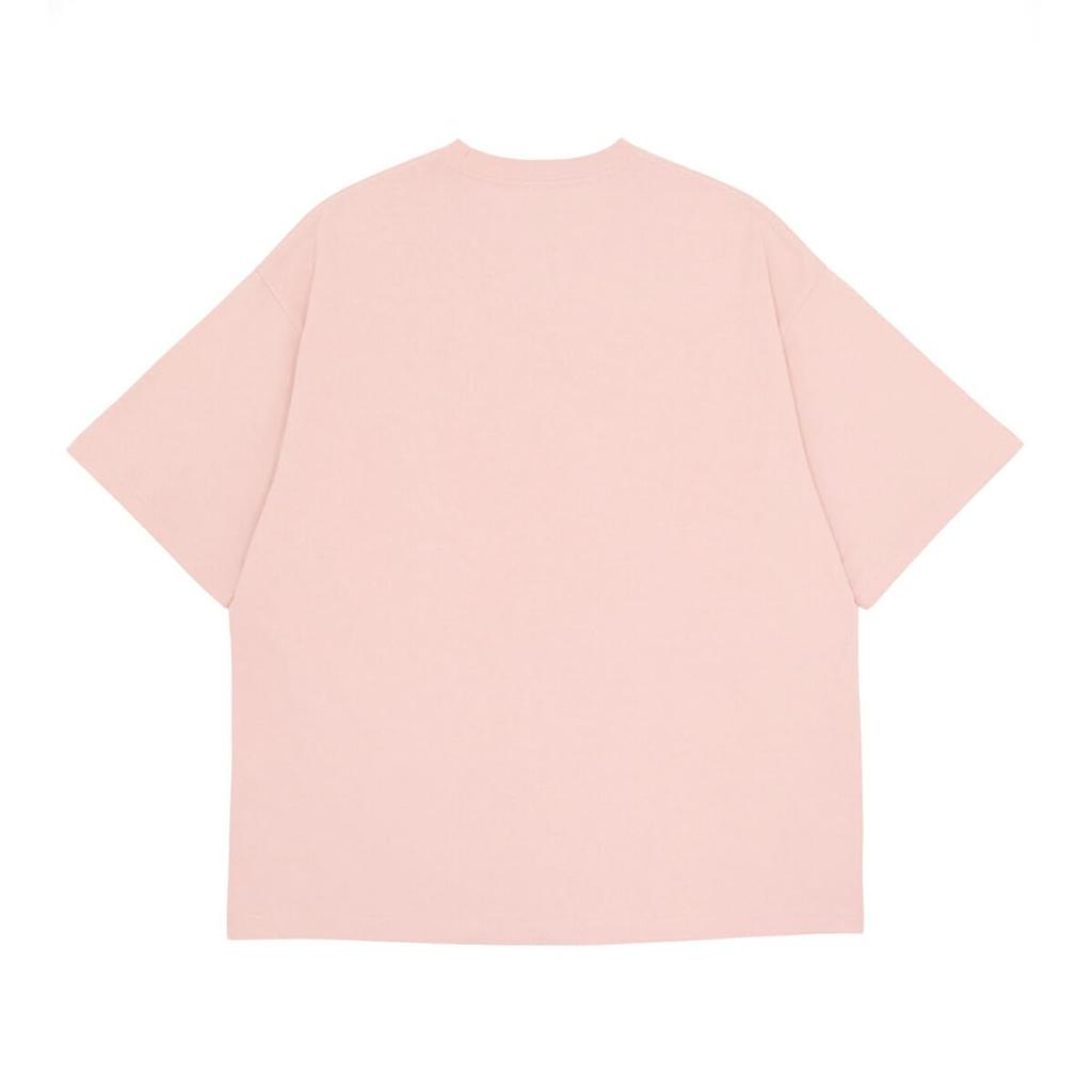 NEW ERA Short Sleeve Oversized Pink Rouge White M Cotton Tee Box Logo T-Shirt S/S