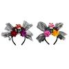 Skull Flower Halloween Headband with Mesh Bowknot for Party Costumes, Holiday Photo Looks, and Hair Styling Use