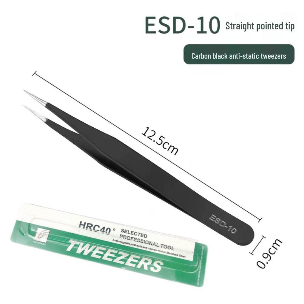 Bent Tip Stainless Steel Precision Tweezers: Fine-Point, Anti-Static Tool for Hair, Acne, Bird's Nest Picking, and Repair.