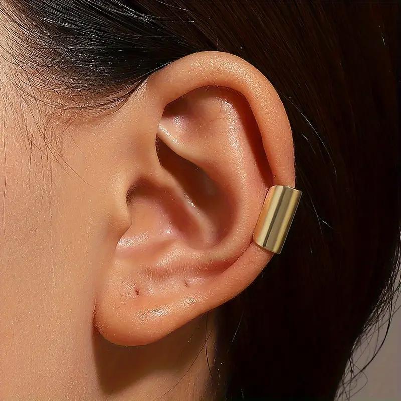 1 pezzo Clip per Orecchio a Tubo Lungo Geometrico Semplice per Uomini Donne Senza Foro Acciaio Inossidabile Ear Cuff Gioielli per Uso Quotidiano