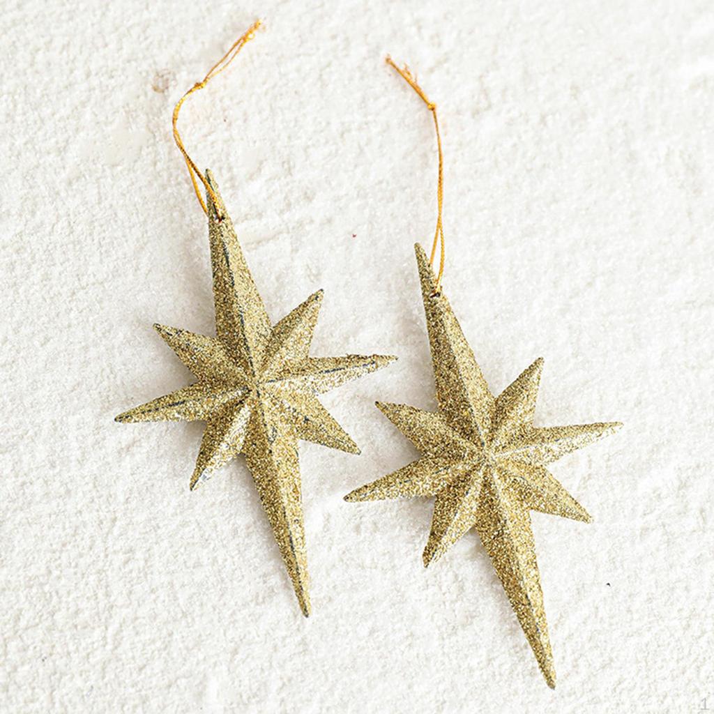 2 Pieces Christmas Glitter Star Pendants Hanging Ornaments Decor for Wedding