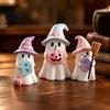 Unique Halloween Holiday Gifts 3Pcs Pink Ghost Figurines, Cute Spooky Resin Desk Decor with Pumpkin Boo Letter Ornaments BOO Letter, Sweet Tabletop