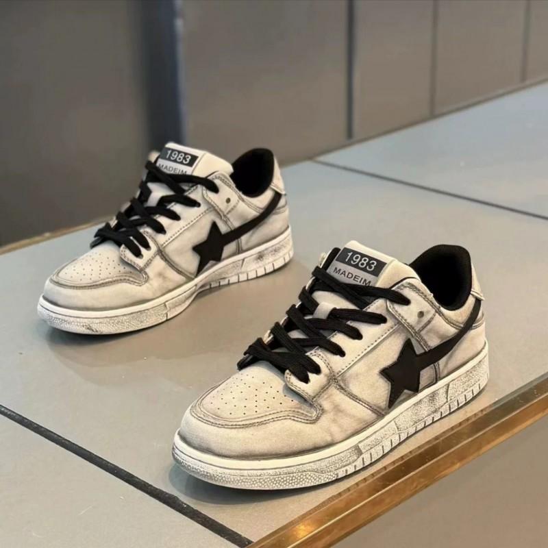 Stylish Platform Sneakers With Star Detail Retro Low Top Casual Shoes Men Women