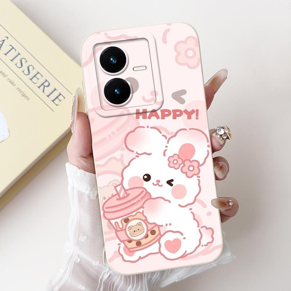 For Vivo Y22 Y22s Y22t Phone Case Vivo V2206 V2207 Y22 Y22s Y22t Elegant Floral Cat Painted Soft Silicone Shockproof Cases
