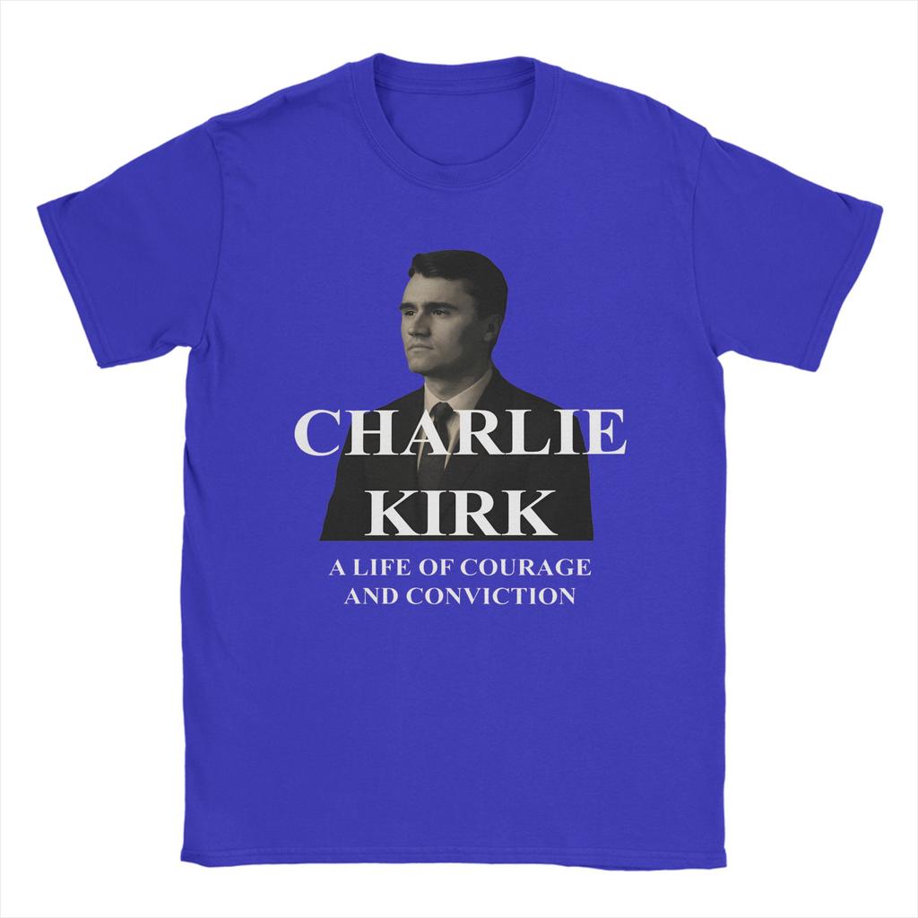 Charlie Kirk Tribute 100 Cotton TShirt For Men Summer  Funny T Shirts Crewneck Harajuku Tees Oversized Wholesale Clothing