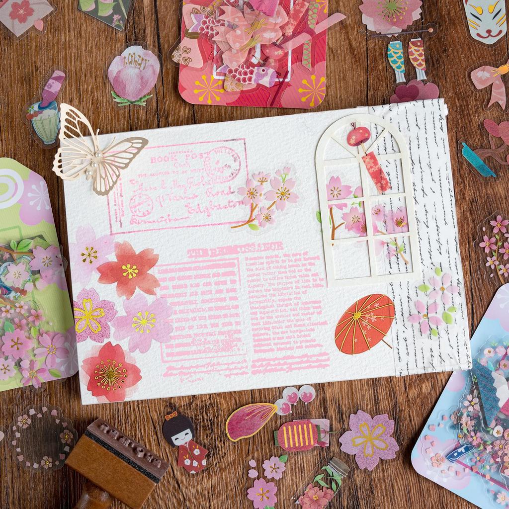 180 Cherry Blossom Sakura Scrapbook Japanese Flower Decorative Petal Planner Adult Diary Card Photo Handmade Stickers, Stickers, Stickers, Stickers,