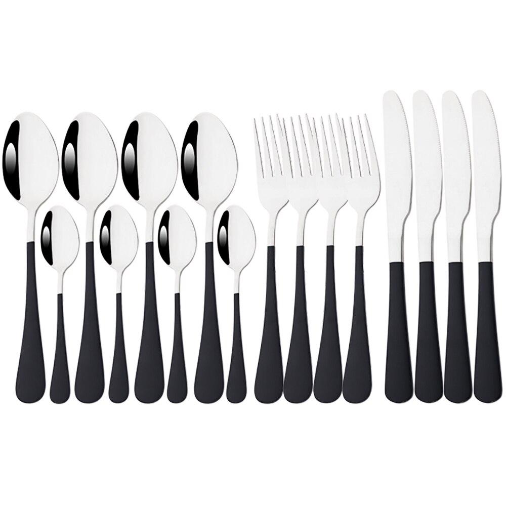 16Pcs Multicolor Dinnerware Set Stainless Steel Silverware Knife Fork Spoon Cutlery Mirror Flatware Kitchen Dinner Tableware Set