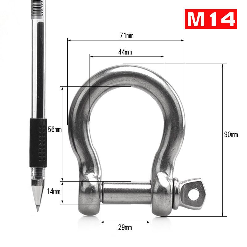 304 Stainless Steel Bow Shackle - Tow Hook, Marine Rope Ring, Chain Lifting Rigging Connector
