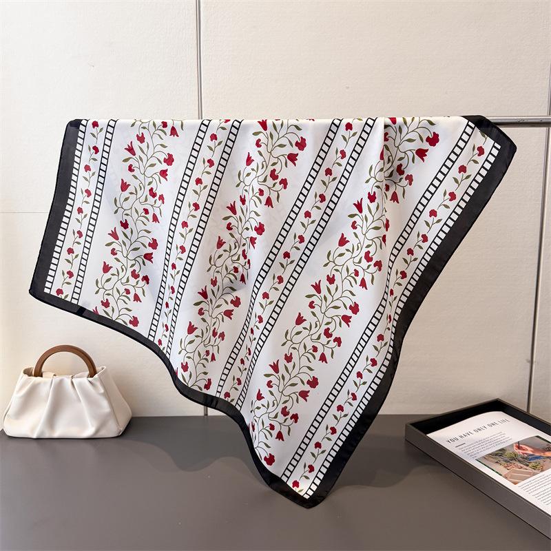 70x70cm Square Scarf Women Imitation Silk Hairbands Foulard Women Bandands Kercheif Shawls Wraps Small Hijab Headband Bandana
