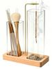 Incense Stand, Ash-Free, Hanging Type, Stylish, Wooden, Square Base, Stable, Ash-Splash Prevention Glass Cover, Candle Compatible, for Meditation, Stu