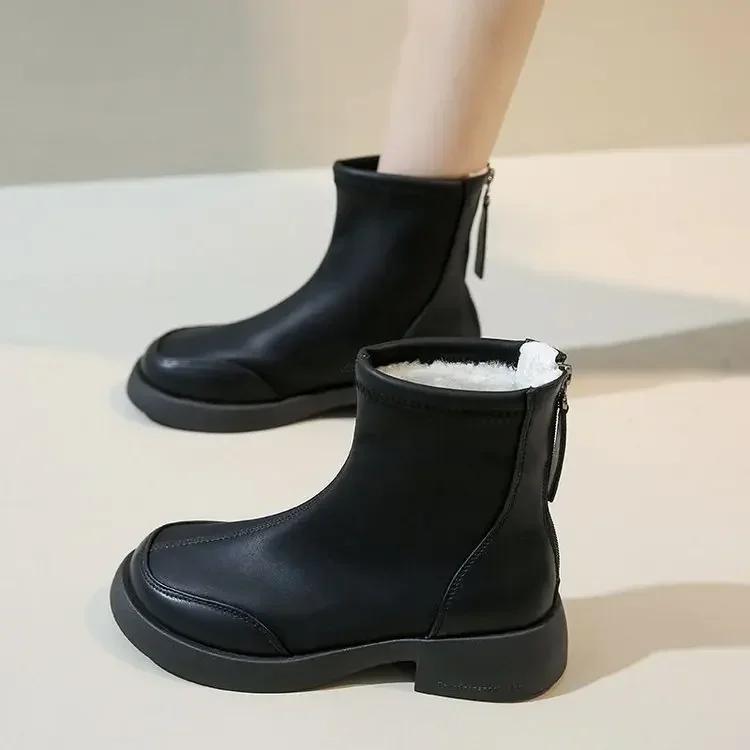 Fashion Snow Boots for Women 2025 New Model with Plush Warm Cotton Boots, Thick Soled Short Boots, Comfortable and Non Slip Ankle Boots