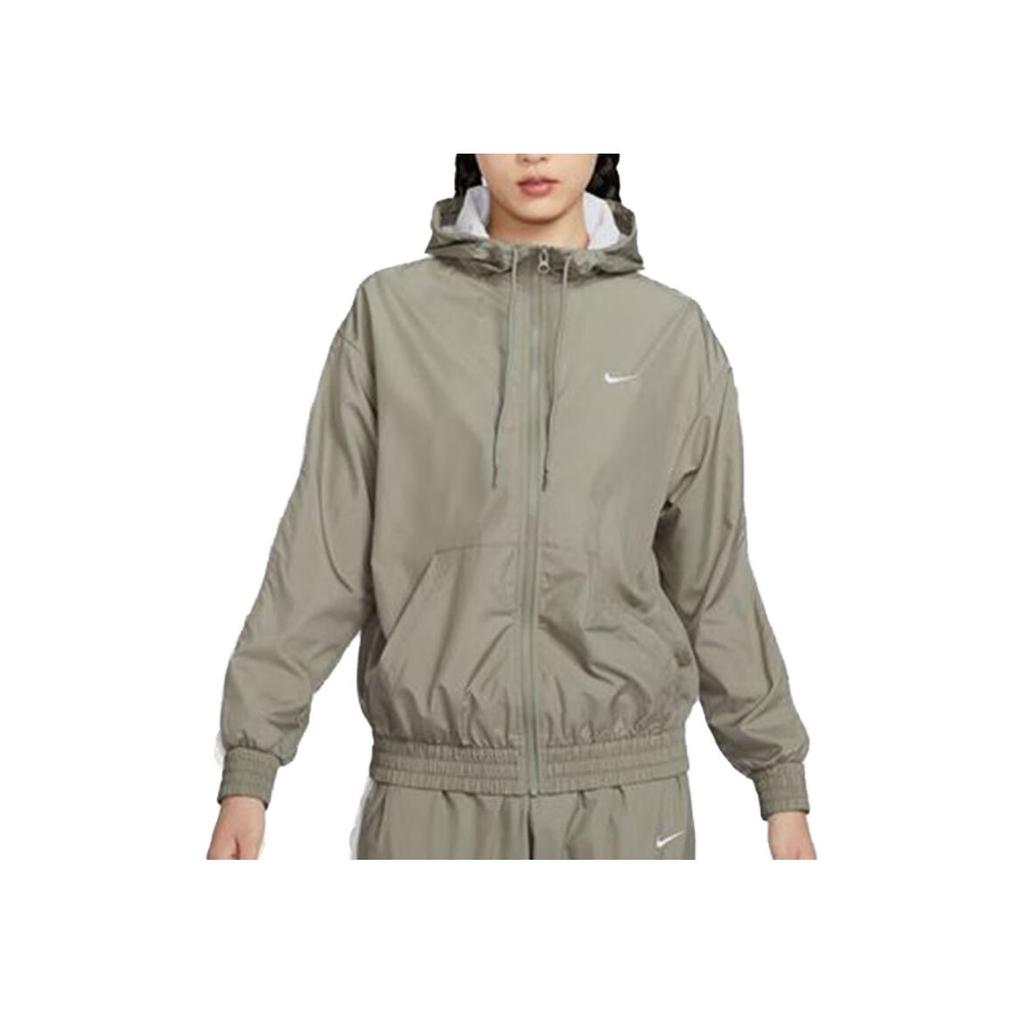 Nike Solid Color Sports Casual Zip-Up Hooded Loose Jacket Women Jackets Green FV6299320