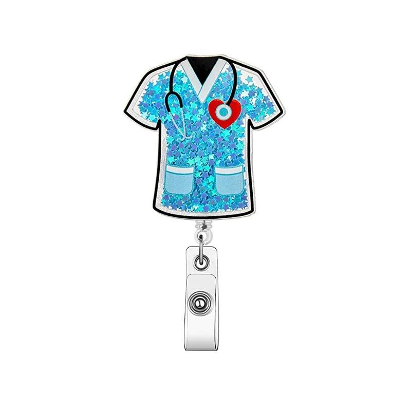 Fivela retrátil médica dos desenhos animados médico enfermeira licença de trabalho cordão criativo fácil de puxar fivela certificado marca nome