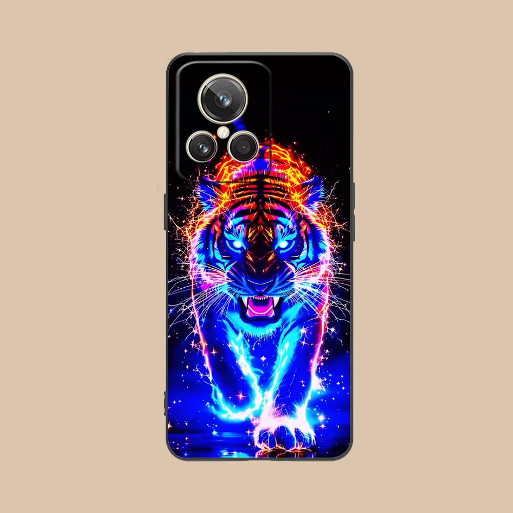 

Tiger Neon Mobile Cell Phone Case for Realme 15 14 13 12 11 10 9 Pro Plus T i Lite 5G Colorful Printing Cover Cover Pretty realme 15