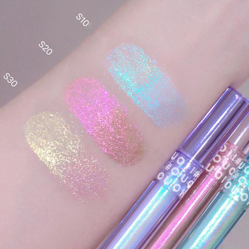Ombre à paupières liquide fantaisie dorée, poudre Fine et brillante, perle couchée, ver à soie, ombre à paupières liquide, cosmétiques