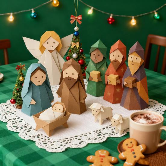 DIY Paper Nativity Scene 3D Origami Paper Craft Kit Christmas Nativity DIY Kit